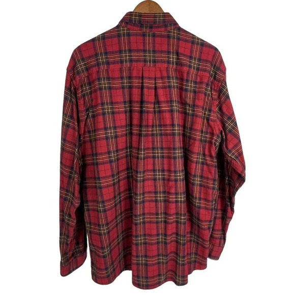 L.L. Bean Long Sleeve Flannel Mens XL Reg 100% Cotton Red Multicolor Button Down - Picture 2 of 7